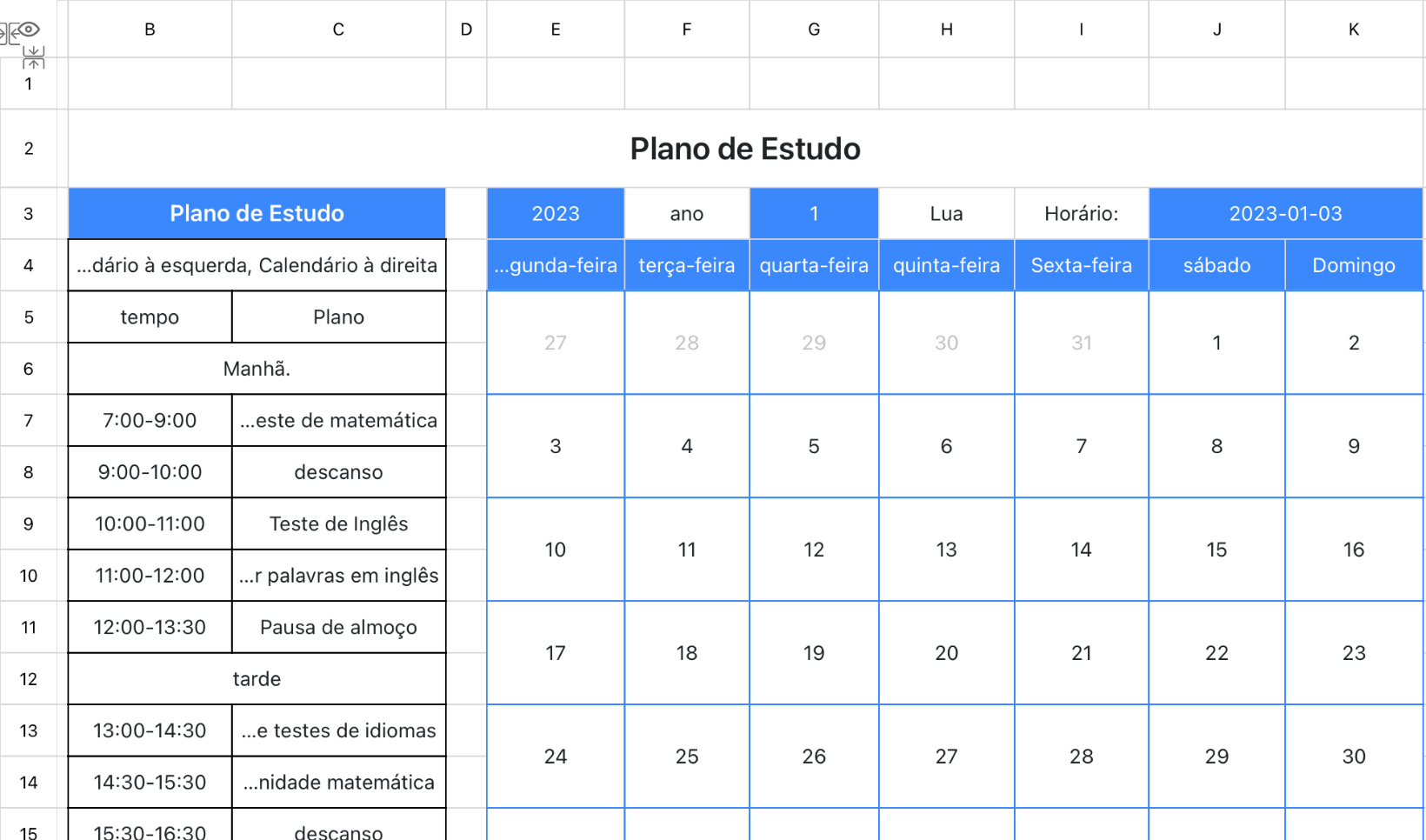 Plano de Estudo